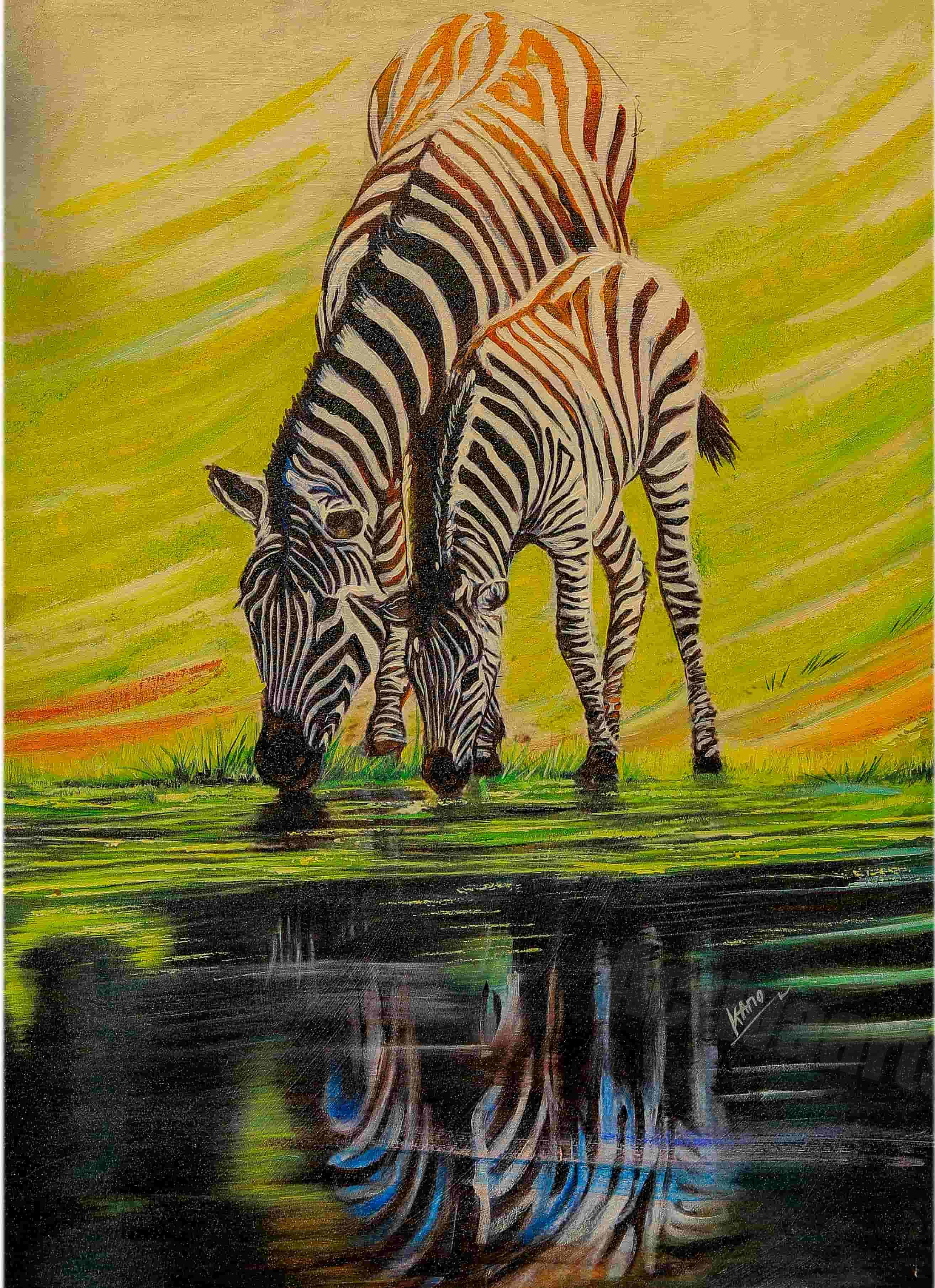 Zebra Mother and Kid at Waters