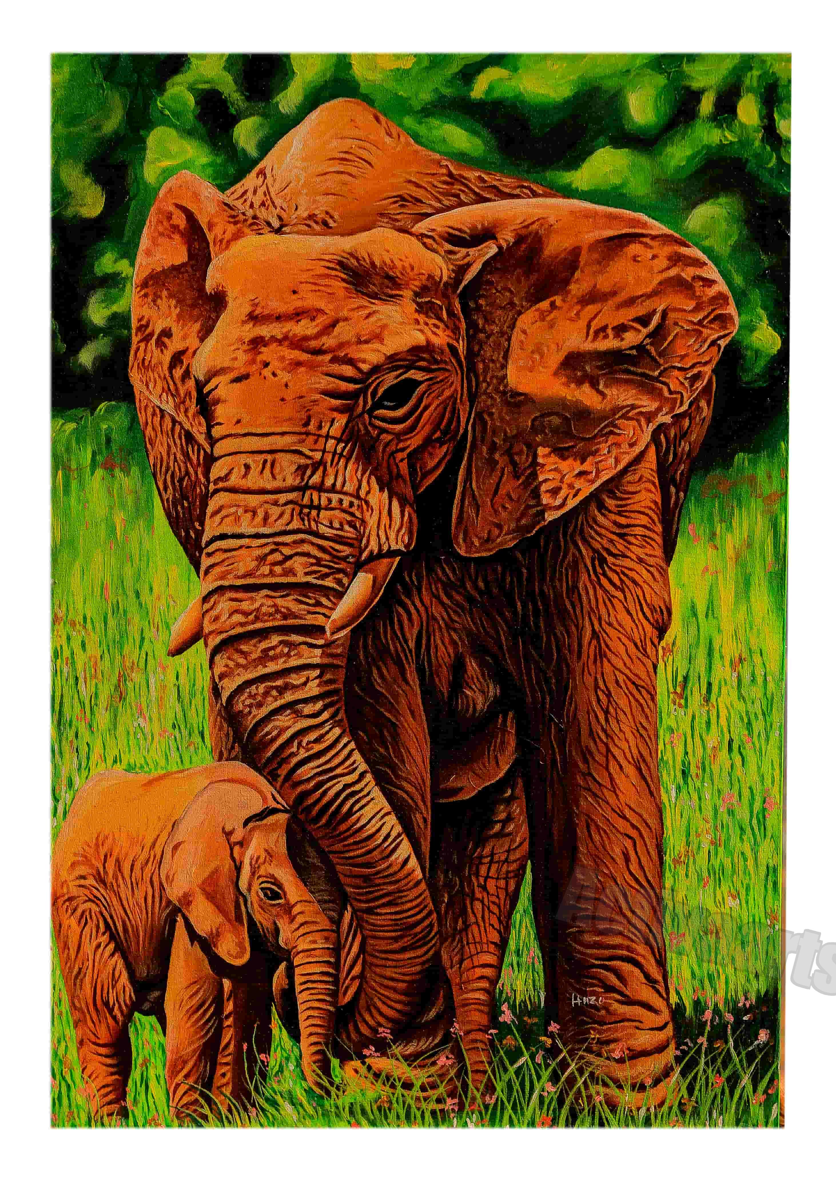 The Mother and Kid Elephant